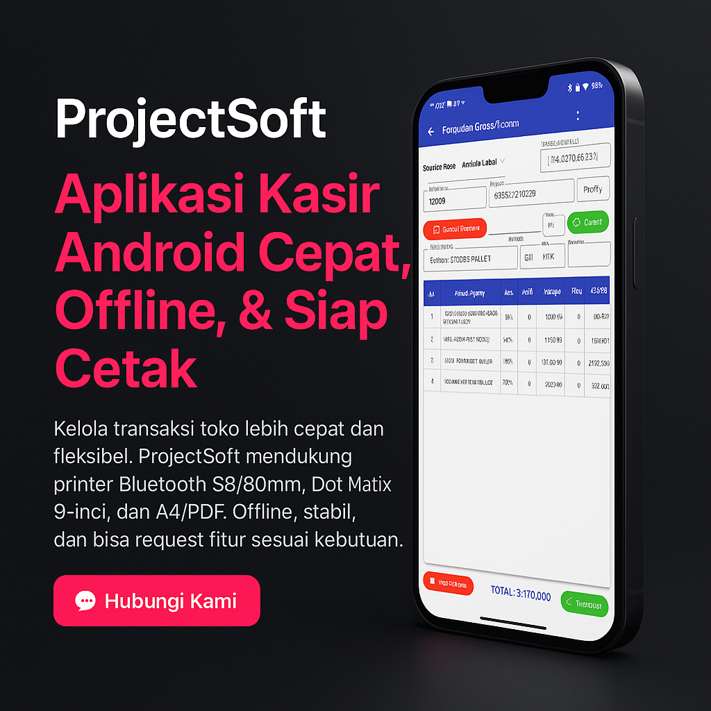 Mockup Aplikasi Kasir ProjectSoft